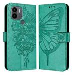 For Xiaomi Poco C51 / Poco C50 4G Embossed Butterfly Leather Phone Case(Green)