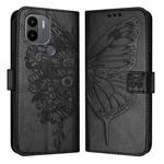 For Xiaomi Poco C51 / Poco C50 4G Embossed Butterfly Leather Phone Case(Black)