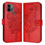 For Xiaomi Poco C51 / Poco C50 4G Embossed Butterfly Leather Phone Case(Red)