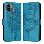 For Xiaomi Poco C51 / Poco C50 4G Embossed Butterfly Leather Phone Case(Blue)