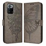 For Xiaomi Poco X3 GT Embossed Butterfly Leather Phone Case(Grey)