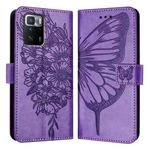 For Xiaomi Poco X3 GT Embossed Butterfly Leather Phone Case(Purple)