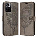 For Xiaomi Poco X4 NFC Embossed Butterfly Leather Phone Case(Grey)