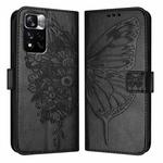 For Xiaomi Poco X4 NFC Embossed Butterfly Leather Phone Case(Black)