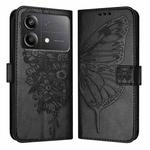 For Xiaomi Poco X6 Neo 5G Global Embossed Butterfly Leather Phone Case(Black)