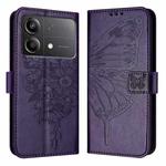For Xiaomi Poco X6 Neo 5G Global Embossed Butterfly Leather Phone Case(Dark Purple)