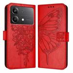For Xiaomi Poco X6 Neo 5G Global Embossed Butterfly Leather Phone Case(Red)