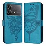 For Xiaomi Poco X6 Neo 5G Global Embossed Butterfly Leather Phone Case(Blue)