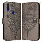 For Xiaomi Redmi 7 Embossed Butterfly Leather Phone Case(Grey)