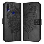 For Xiaomi Redmi 7 Embossed Butterfly Leather Phone Case(Black)