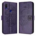 For Xiaomi Redmi 7 Embossed Butterfly Leather Phone Case(Dark Purple)