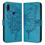 For Xiaomi Redmi 7 Embossed Butterfly Leather Phone Case(Blue)