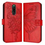 For Xiaomi Redmi 8 / 8A Embossed Butterfly Leather Phone Case(Red)