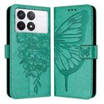 For Xiaomi Redmi K70 / K70 Pro Embossed Butterfly Leather Phone Case(Green)