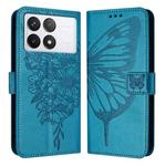 For Xiaomi Redmi K70 / K70 Pro Embossed Butterfly Leather Phone Case(Blue)