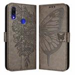 For Xiaomi Redmi Note 7/Note 7S/Note 7 Pro Embossed Butterfly Leather Phone Case(Grey)