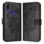 For Xiaomi Redmi Note 7/Note 7S/Note 7 Pro Embossed Butterfly Leather Phone Case(Black)