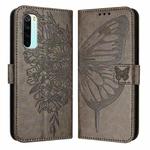 For Xiaomi Redmi Note 8 Embossed Butterfly Leather Phone Case(Grey)