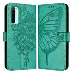 For Xiaomi Redmi Note 8 Embossed Butterfly Leather Phone Case(Green)