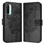 For Xiaomi Redmi Note 8 Embossed Butterfly Leather Phone Case(Black)