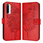 For Xiaomi Redmi Note 8 Embossed Butterfly Leather Phone Case(Red)