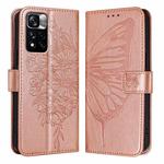 For Xiaomi Redmi Note 11 Pro+ 5G EU Embossed Butterfly Leather Phone Case(Rose Gold)