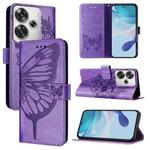 For Xiaomi Poco F6 Embossed Butterfly Leather Phone Case(Purple)