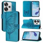 For Xiaomi Poco F6 Embossed Butterfly Leather Phone Case(Blue)