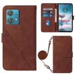 For Motorola Edge 40 Neo Crossbody 3D Embossed Flip Leather Phone Case(Brown)