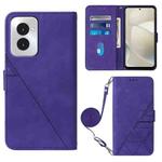 For Motorola Moto G Power 5G 2024 Crossbody 3D Embossed Flip Leather Phone Case(Purple)