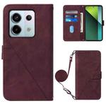 For Xiaomi Redmi Note 13 Pro 5G Global Crossbody 3D Embossed Flip Leather Phone Case(Wine Red)