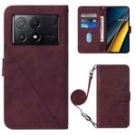 For Xiaomi Poco X6 Pro Crossbody 3D Embossed Flip Leather Phone Case(Wine Red)