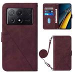 For Xiaomi Redmi K70E Crossbody 3D Embossed Flip Leather Phone Case(Wine Red)