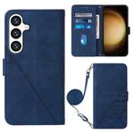 For Samsung Galaxy S24 5G Crossbody 3D Embossed Flip Leather Phone Case(Blue)