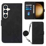 For Samsung Galaxy S24 5G Crossbody 3D Embossed Flip Leather Phone Case(Black)