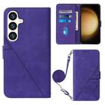 For Samsung Galaxy S24 5G Crossbody 3D Embossed Flip Leather Phone Case(Purple)