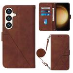 For Samsung Galaxy S24+ 5G Crossbody 3D Embossed Flip Leather Phone Case(Brown)
