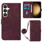 For Samsung Galaxy S24+ 5G Crossbody 3D Embossed Flip Leather Phone Case(Wine Red)