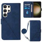 For Samsung Galaxy S24 Ultra 5G Crossbody 3D Embossed Flip Leather Phone Case(Blue)