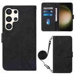 For Samsung Galaxy S24 Ultra 5G Crossbody 3D Embossed Flip Leather Phone Case(Black)
