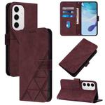 For Samsung Galaxy S24 FE 5G Crossbody 3D Embossed Flip Leather Phone Case(Wine Red)