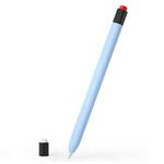 For Apple Pencil 1 Retro Pencil Style Liquid Silicone Stylus Case(Blue)