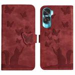 For Honor 90 Lite / X50i Butterfly Cat Embossing Flip Leather Phone Case(Red)