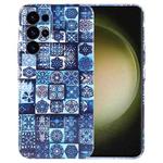 For Samsung Galaxy S23 Ultra 5G Painted Pattern Precise Hole PC Phone Case(Green Plaid)