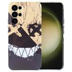 For Samsung Galaxy S23 Ultra 5G Painted Pattern Precise Hole PC Phone Case(Black Yellow Smiling)