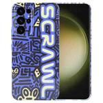 For Samsung Galaxy S23 Ultra 5G Painted Pattern Precise Hole PC Phone Case(Blue SCR)