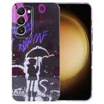 For Samsung Galaxy S23+ 5G Painted Pattern Precise Hole PC Phone Case(Black Purple Umbrella Boy)