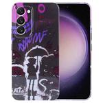 For Samsung Galaxy S23 5G Painted Pattern Precise Hole PC Phone Case(Black Purple Umbrella Boy)
