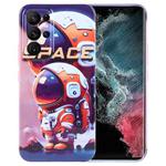 For Samsung Galaxy S22 Ultra 5G Painted Pattern Precise Hole PC Phone Case(Orange Astronaut)