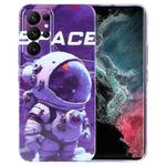 For Samsung Galaxy S22 Ultra 5G Painted Pattern Precise Hole PC Phone Case(Purple Astronaut)